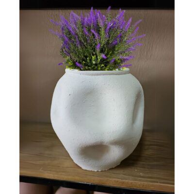 Vaso – Amassado – Cerâmica – Off – White