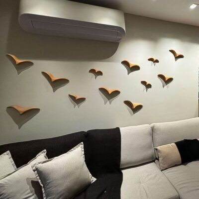 Composição de 12 Gaivotas de Cerâmica na Cor Natural