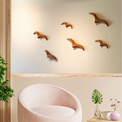 Composição de 6 Gaivotas de Cerâmica na Cor Natural