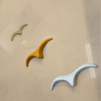 Composição de 3 Gaivotas de Cerâmica Coloridas