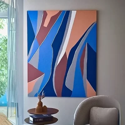 Quadro Abstrato ‘Harmonia em Azul’ – 150×120 – Arte Original Vera Guimarães