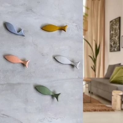 Peixe de Cerâmica Off White – Decoração de Parede – Tamanho P