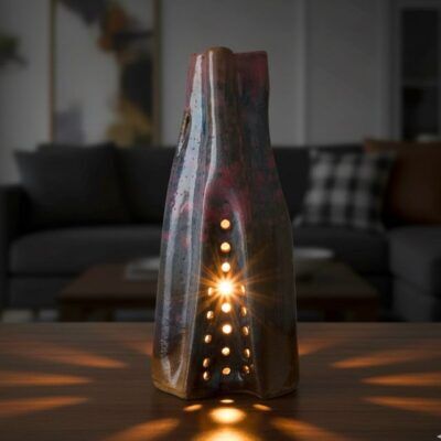 Vaso Luminária de Cerâmica Vitrificada