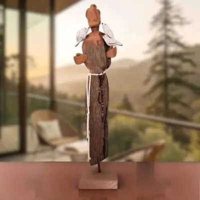 São Francisco 74cm – Escultura em Tronco de Madeira