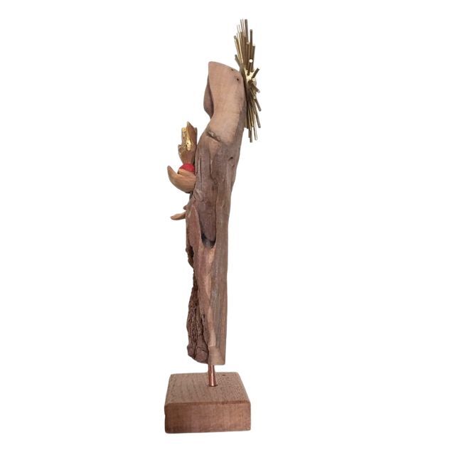 Sagrado Coração de Maria 53cm – Escultura em Tronco de Madeira - Imagem 7