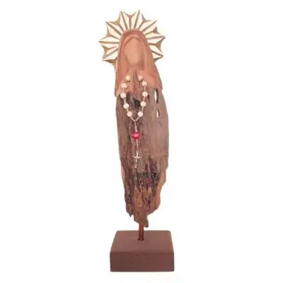 Nossa Senhora 40cm – Escultura em Tronco de Madeira