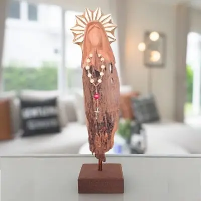 Nossa Senhora 40cm – Escultura em Tronco de Madeira
