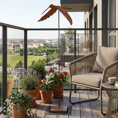 Beija-flor Asas para Baixo Para Chão – em Madeira – na Haste