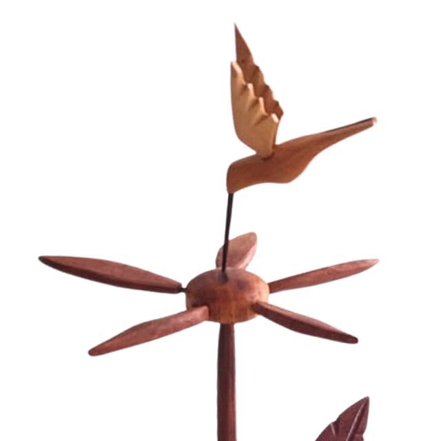 Beija-Flor na Flor para Mesa - em Madeira - Imagem 4